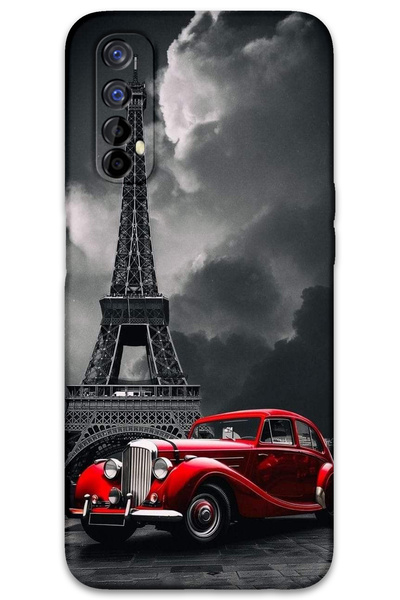 MRCİLETİSİM غطاء خلفي لهاتف Realme 7 بنمط HD مطبوع - Cool Eiffel