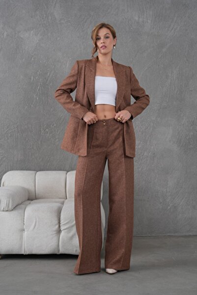 nodilife Flamlı Yünefekt Women's Suit Brown
