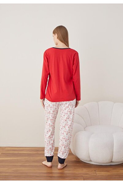 TOSKI Women's Christmas Pajamas Long Sleeve Long Pants, Red, SNOW MUCH FUN