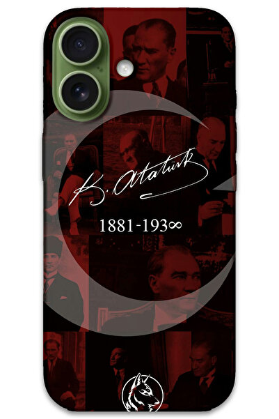 MRCİLETİSİM غطاء خلفي لهاتف iPhone 17 بنمط HD مطبوع - نجمة أتاتورك اللامعة