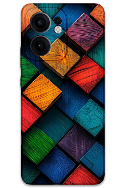 MRCİLETİSİM غطاء خلفي لهاتف اوبو رينو 13F 5G بنمط HD مطبوع - نمط مربع