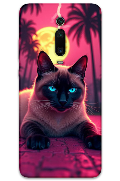 MRCİLETİSİM غطاء خلفي لهاتف Xiaomi Mi 9T بنمط HD مطبوع - Gergin Cat