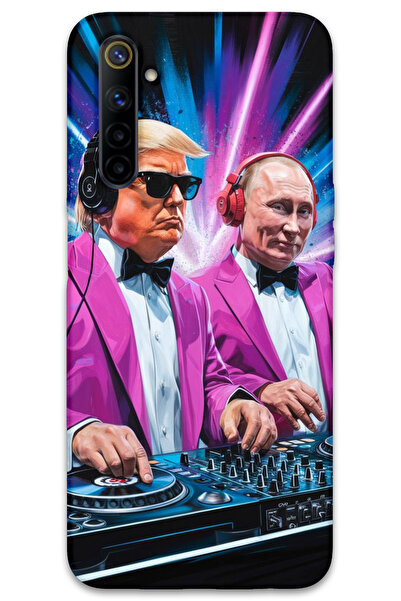 MRCİLETİSİM غطاء خلفي لهاتف Realme 6 بنمط HD مطبوع - دي جي ترامب بوتين