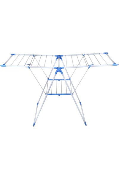HYX رف تجفيف الملابس القابل للطي والمتين - إطار من الأسلاك الحديدية المقاومة للصدأ (أبيض وأزرق)
