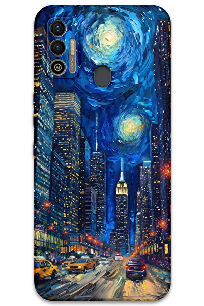 MRCİLETİSİM غطاء خلفي لهاتف Tecno Spark 7T بنمط HD مطبوع - شارع الفن