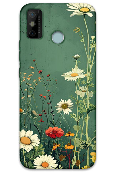 MRCİLETİSİM غطاء خلفي لهاتف Tecno Spark 6 Go HD Pattern مطبوع - أخضر ديزي
