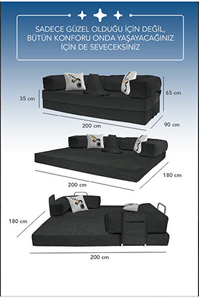 PUFYMAX legom kanepe yataklı koltuk aktivite koltuğu yer yatağı antrasit