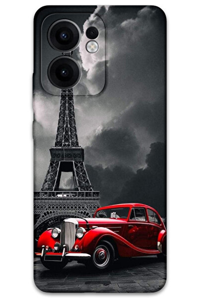 MRCİLETİSİM غطاء خلفي لهاتف اوبو رينو 13F 5G بنمط HD مطبوع - برج ايفل البارد