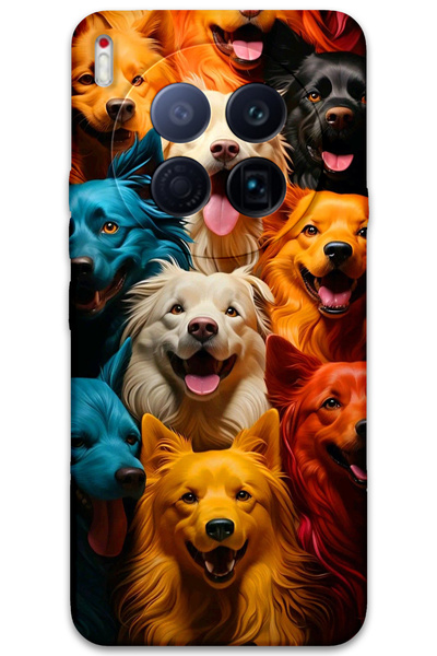 MRCİLETİSİM Tecno Camon 40 Premier 5g Case Hd Pattern Printed Back Cover - Colorful Dogs