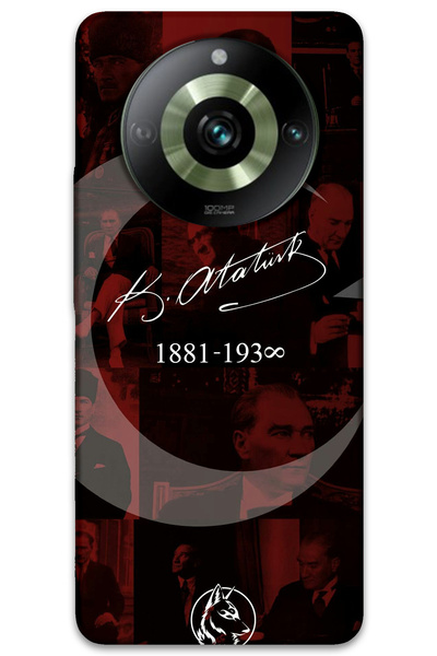 MRCİLETİSİM غطاء خلفي لهاتف Realme 11 Pro Plus بنمط HD مطبوع - نجمة أتاتورك ا...