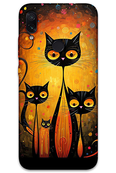 MRCİLETİSİM غطاء خلفي لهاتف Xiaomi Redmi Note 7 بنمط HD مطبوع - القطط