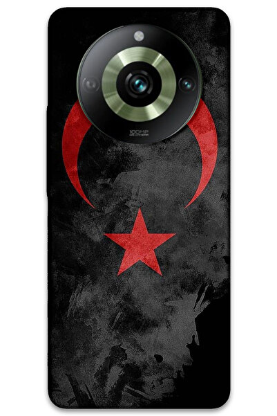 MRCİLETİSİM غطاء خلفي لهاتف Realme 11 Pro Plus بنمط HD مطبوع - علم أسود