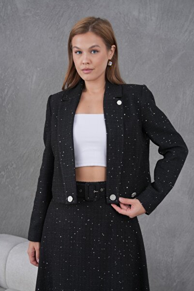 nodilife Knitted Fabric Flared Skirt Women's Set Black