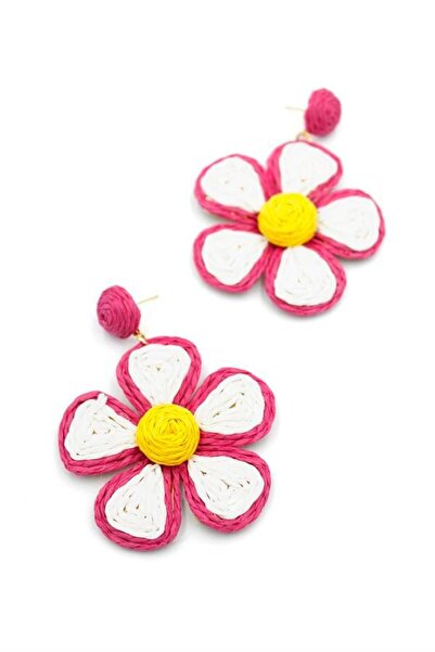 NOVAHAVEN Fabric daisy earrings - fuchsia