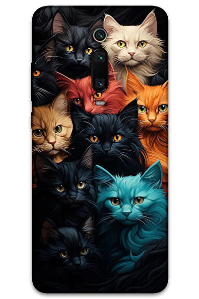 MRCİLETİSİM غطاء خلفي لهاتف Xiaomi Mi 9T بنمط HD مطبوع - قطط ملونة