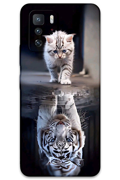 MRCİLETİSİM غطاء خلفي لهاتف Xiaomi Poco X3 GT بنمط HD مطبوع - انعكاس القطط