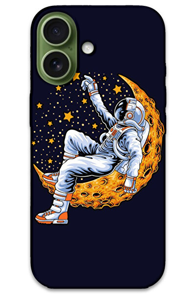 MRCİLETİSİM غطاء خلفي لهاتف iPhone 17 بنمط HD مطبوع - رائد الفضاء والقمر