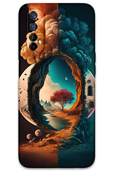 MRCİLETİSİM غطاء خلفي لهاتف Realme 7 بنمط HD مطبوع - ليلة القمر