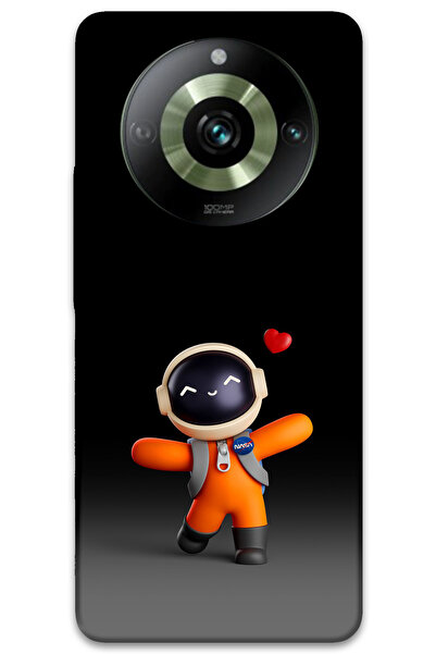 MRCİLETİSİM غطاء خلفي لهاتف Realme 11 Pro Plus بنمط HD مطبوع - قلب رائد الفضاء