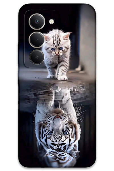 MRCİLETİSİM غطاء خلفي لهاتف Xiaomi Redmi 15 5G بنمط HD مطبوع - انعكاس القطط