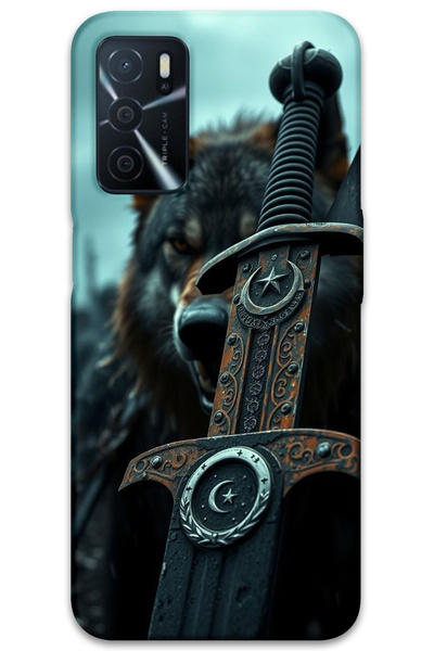 MRCİLETİSİM غطاء خلفي متوافق مع هاتف اوبو A16 بنمط HD مطبوع - سيف نجمة القمر