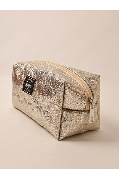 ICONE BAG Heart Quilted Embroidered Metallic Colored Makeup Bag