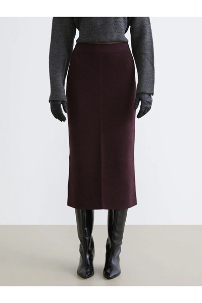 LC Waikiki Fusta LCW Vision cu elastic în talie, din tricot, culoare prune