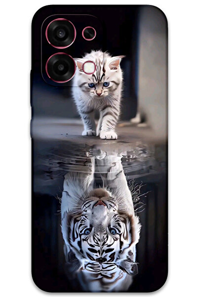 MRCİLETİSİM غطاء خلفي لهاتف اوبو A6 برو 4G بنمط HD مطبوع - انعكاس القطط