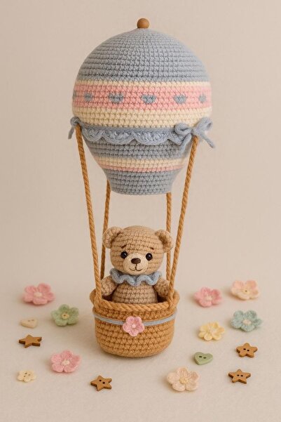 NEVAMATÖLYE El Yapımı Amigurumi Balon ve Ayıcık Dekor – Bebek Odası Hediyelik...