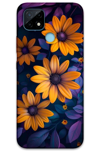 MRCİLETİSİM غطاء خلفي لهاتف Realme C21 بنمط HD مطبوع - زهرة صفراء