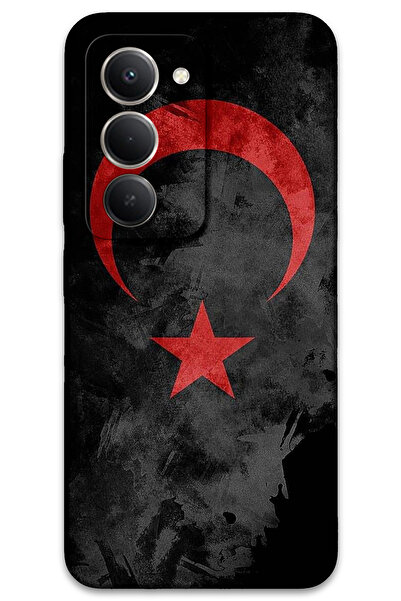 MRCİLETİSİM غطاء خلفي لهاتف Xiaomi Redmi 15 5G بنمط HD مطبوع - علم أسود