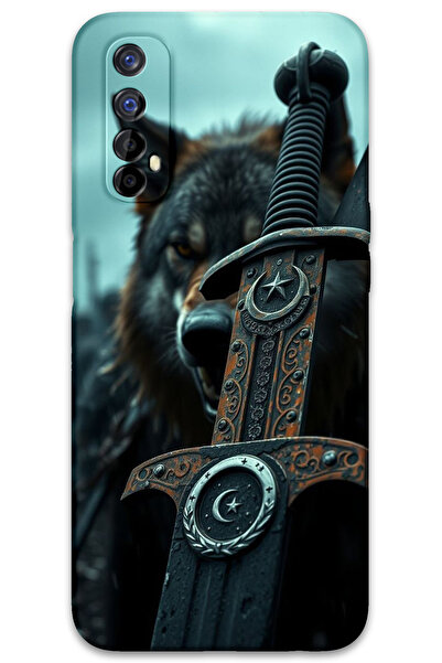 MRCİLETİSİM غطاء خلفي لهاتف Realme 7 بنمط HD مطبوع - سيف نجمة القمر