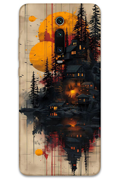 MRCİLETİSİM غطاء خلفي لهاتف Xiaomi Mi 9T بنمط HD مطبوع - منازل خشبية