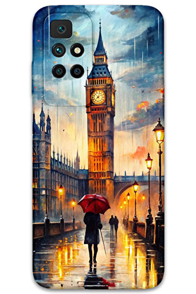 MRCİLETİSİM غطاء خلفي لهاتف Xiaomi Redmi 10 بنمط HD مطبوع - برج الساعة