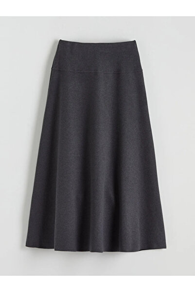 LC Waikiki Lcw Modest Anthracite Elastic Waist Flared Skirt