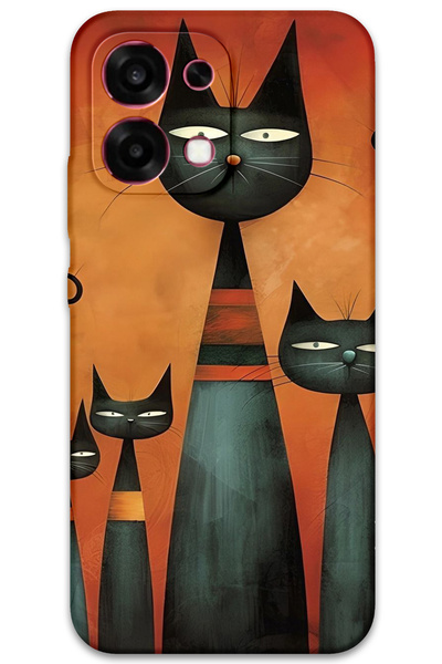 MRCİLETİSİM غطاء خلفي لهاتف اوبو A6 برو 4G بنمط HD مطبوع - فن القطط
