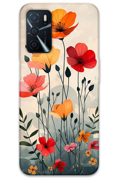 MRCİLETİSİM Oppo A55 Case Hd Pattern Printed Back Cover - Tulip