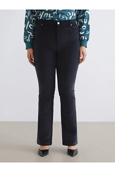 LC Waikiki LCW Modest Lacivert Dar Fit Ispanyol Paça Kadife Kadın Pantolon