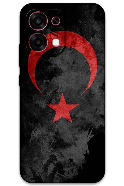 MRCİLETİSİM غطاء خلفي لهاتف اوبو A6 برو 4G بنمط HD مطبوع - علم أسود