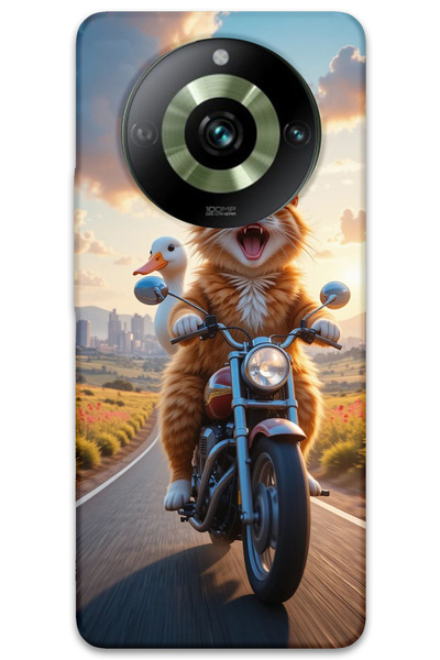 MRCİLETİSİM غطاء خلفي لهاتف Realme 11 Pro Plus بنمط HD مطبوع - قطة مجنونة