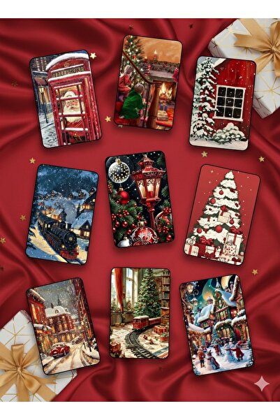 PRİNTOPİA DESİGN Yılbaşı Temalı Buzdolabı Magneti 9 Adet / Yeni Yıl Hediye Se...