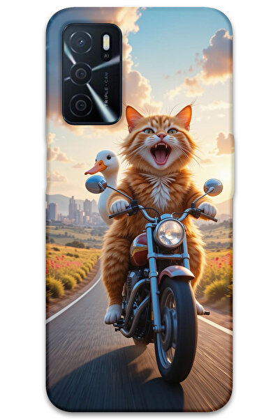 MRCİLETİSİM غطاء خلفي مطبوع بنمط HD لهاتف اوبو A55 - Crazy Cat