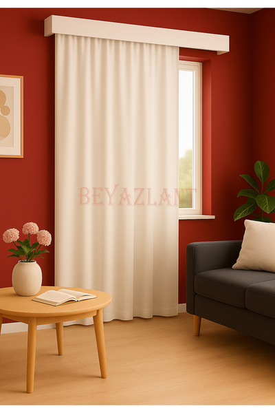 BEYAZLANT KIRIK BEYAZ SATEN GÜNEŞLİK (TÜL PERDE VE FON) ALTINA HER KOMBİNE YAKIŞIR!TÜM ODALARA EN ÇOK SATILAN