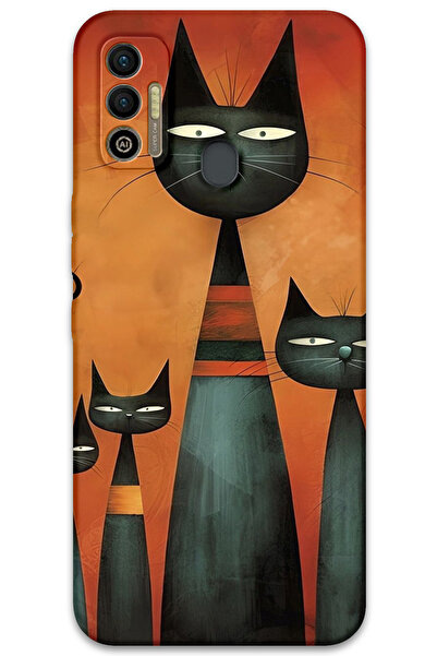 MRCİLETİSİM غطاء خلفي لهاتف Tecno Spark 7T بنمط HD مطبوع - فن القطط