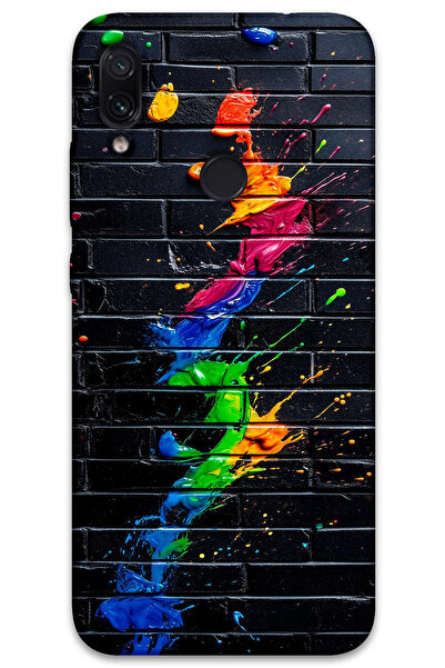 MRCİLETİSİM غطاء خلفي لهاتف Xiaomi Redmi Note 7 بنمط HD مطبوع - فرشاة ملونة