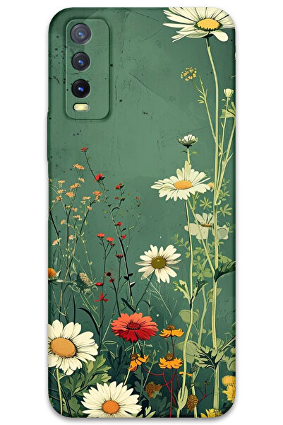 MRCİLETİSİM غطاء خلفي لهاتف Vivo Y20 / Y11S بنمط HD مطبوع - ديزي أخضر