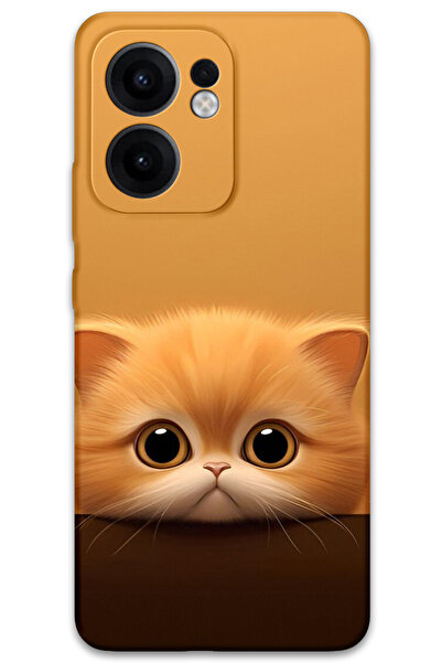 MRCİLETİSİM غطاء خلفي لهاتف اوبو رينو 13F 5G بنمط HD مطبوع - قطة صفراء