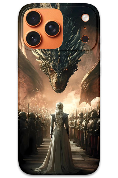 MRCİLETİSİM غطاء خلفي متوافق مع هاتف iPhone 17 Pro Max بنمط HD مطبوع - Dragons