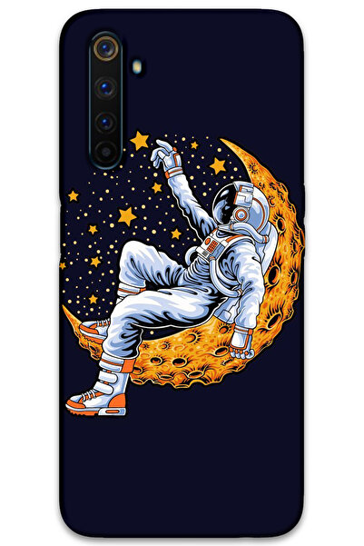 MRCİLETİSİM غطاء خلفي لهاتف Realme 6 Pro بنمط HD مطبوع - رائد الفضاء والقمر