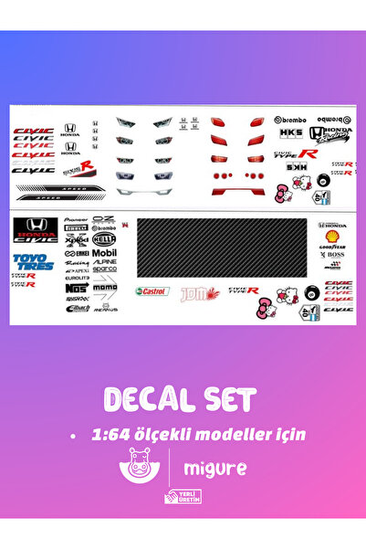 HOT WHEELS Migure 1/64 Ölçek Uyumlu Sulu Dekal Decal Sticker Set